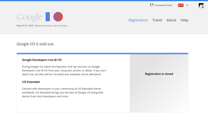 Google I/O is sold out.
